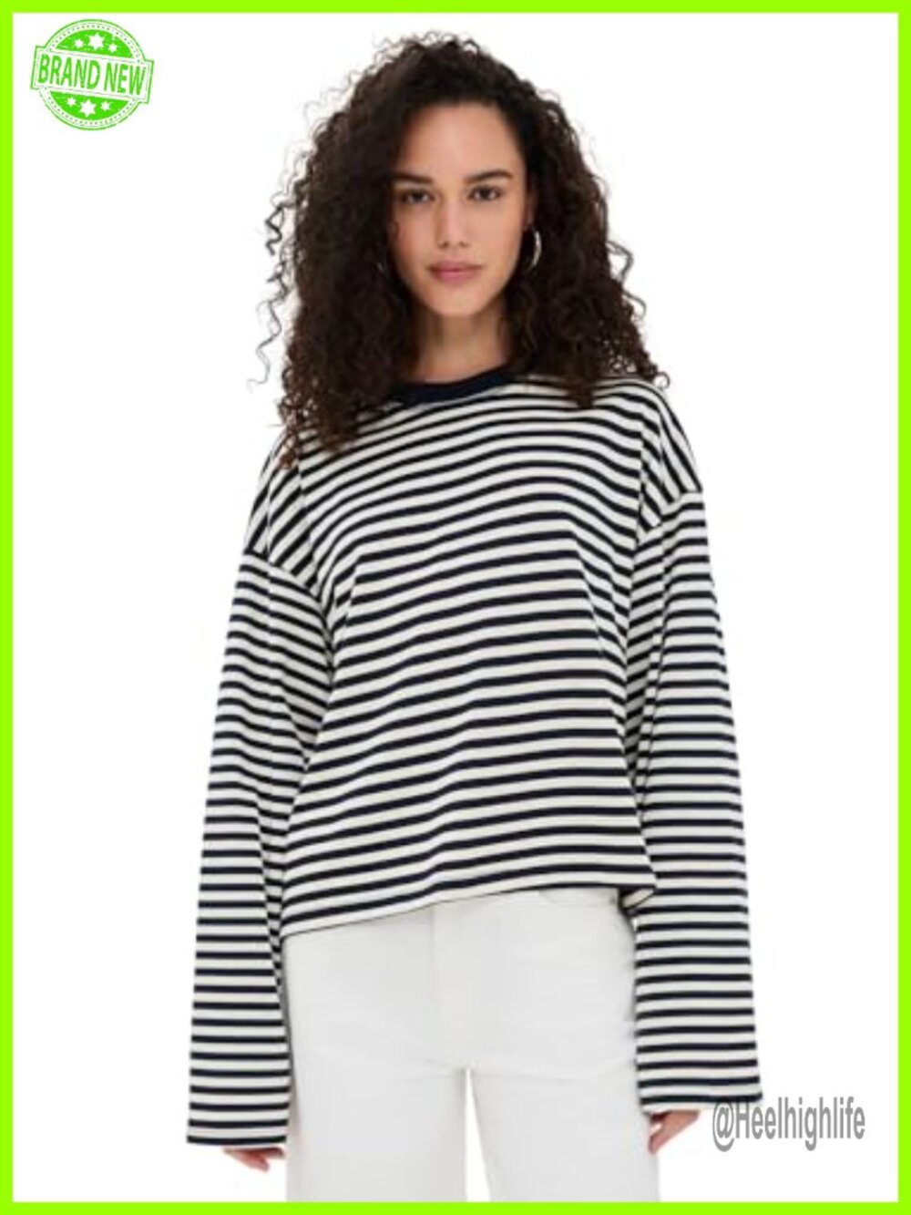Long Sleeve Striped Crew Neck Tunic Tee